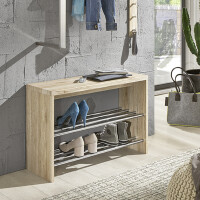 Haku Bank - Schuhbank MDF eiche San Remo,mit 2 Schuhablagen 