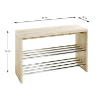 Haku Bank - Schuhbank MDF eiche San Remo,mit 2 Schuhablagen 
