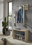 Haku Wandgarderobe Stahl verchromt, Paneel in MDF Dekor eiche San Remo