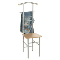 Haku Herrendienerstuhl aus alufarbenem Stahlrohr, Sitz aus buchefarbenem MDF 3