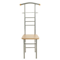 Haku Herrendienerstuhl aus alufarbenem Stahlrohr, Sitz aus buchefarbenem MDF 5