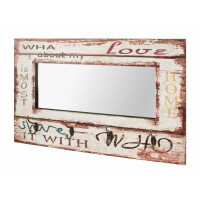 Haku Wandgarderobe, Dekor Schriftzug in Vintageoptik, 4 Garderobenhaken und Spiegel 1