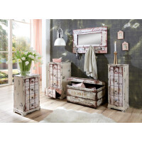Haku Wandgarderobe, Dekor Schriftzug in Vintageoptik, 4 Garderobenhaken und Spiegel 2
