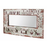 Haku Wandgarderobe, Dekor Schriftzug "Simply" in Vintageoptik, 4 Garderobenhaken und Spiegel