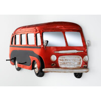 Haku Wandgarderobe aus Metall in 3D Vintageoptik Bus , 5 Garderobenhaken, Spiegel