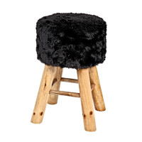 Haku Hocker rund mit Felloptik-Sitz und  gallery