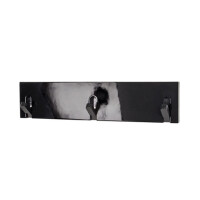 Haku Wandgarderobe aus MDF Hochglanz Schwarz mit 3 Holzhaken