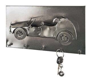 Haku Wandgarderobe - Oldtimer 6 in schwarz vernickelt, 3D Optik mit 5 Garderobenhaken