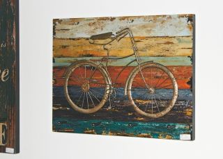 Haku Wandgarderobe Fahrrad aus MDF in 3D Vintageoptik, mit 4 Garderobenhaken