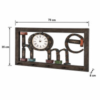 Haku Wandgarderobe HOME aus MDF mit Uhr und Metallhaken 3