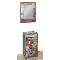 Haku Wandgarderobe mit Spiegel und Metallhaken aus MDF...