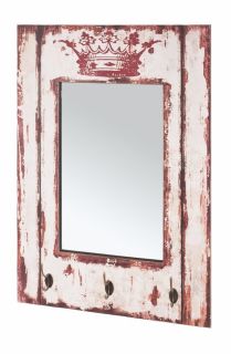 Haku Wandgarderobe aus MDF in Vintageoptik mit Spiegel und 3 Garderobenhaken