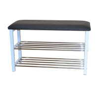 Schuhregal / Sitzbank schwarz-weiß-verchromt, 57 cm Breit