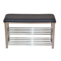 Schuhregal / Sitzbank schwarz-verchromt, 80 cm Breit
