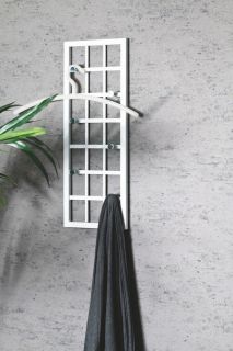 Haku Wandgarderobe aus Stahl in weiß hochglanz
