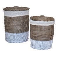Wäschekorb 2er-Set aus Kubu-Rattan, 2-farbig 2