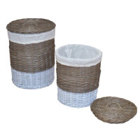 Wäschekorb 2er-Set aus Kubu-Rattan, 2-farbig 3