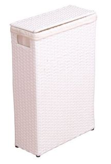 Raumspar -Wäschekorb aus Polyrattan in weiß