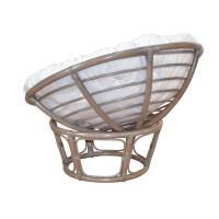 Papasansessel - Rattansessel  ø 110 cm naturgrau, mit Auflage cremefarben 3