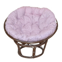 Papasansessel - Rattansessel  ø 100 cm braun gebeizt, mit Auflage pastellrose