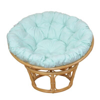 Papasansessel - Rattansessel  ø 100 cm beige gebeizt, mit Auflage pastellmint