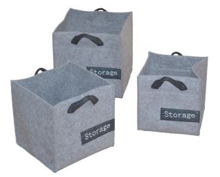 Aufbewahrungstaschen - Filztaschen 3tlg.Storage, Filzfarbe Grau