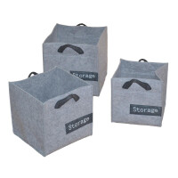Aufbewahrungstaschen - Filztaschen 3tlg."Storage", Filzfarbe Grau 1