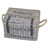 Kubu- Rattantruhe, handgeflochten Naturgrau mit Print 2