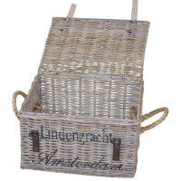 Kubu- Rattantruhe, handgeflochten Naturgrau mit Print 3