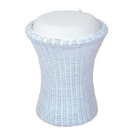 Rattan Sitzhocker mit Stauraum in Weiß 1