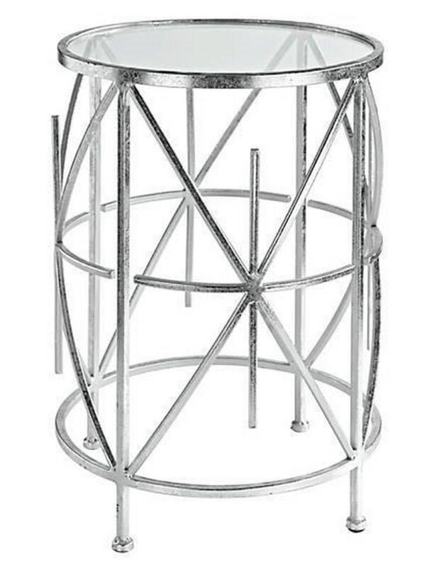 Beistelltisch Metalltisch Mit Metallverzierungen In Antik Silber O 98 90