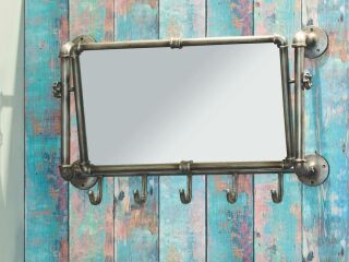 Haku Wandgarderobe aus Stahl in anthrazit mit verstellbarem Spiegel