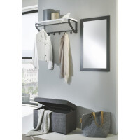 Haku Wandgarderobe aus Metall in anthrazit, Ablage aus MDF Dekor weiß 4