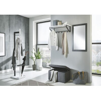 Haku Wandgarderobe aus Metall in anthrazit, Ablage aus MDF Dekor weiß 5