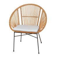 Rattansessel - Rattanstuhl inkl. Sitzkissen schwarz/honigfarben 1