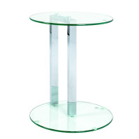 Haku Beistelltisch aus Chrom/Sicherheitsklarglas, rund