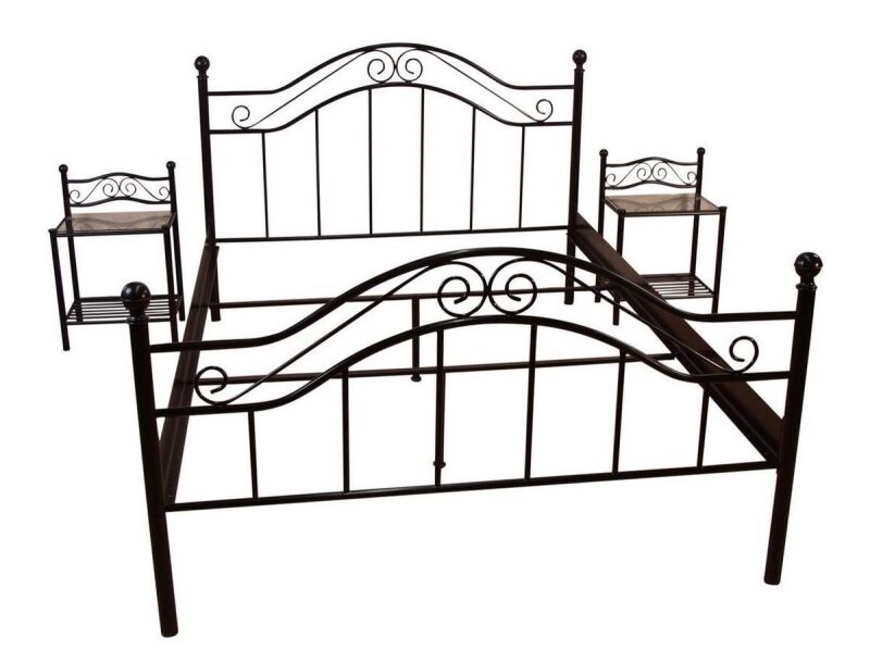 Metallbett Doppelbett In Schwarz Pulverbeschichtet 140 X 200 Cm