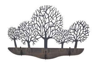 Wandgarderobe "Wald" aus Metall in Antik Rostbraun