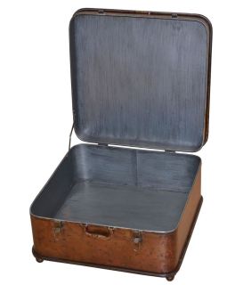 Couchtisch - Beistelltisch Koffer in Antik Braun/Goldfarben
