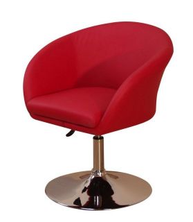 Lounge-Chair Drehsessel - Drehstuhl in Rot/chrom