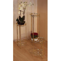 Metall Blumenständer, Messingfarben, mit 2 Glasplatten, Höhe 45 cm 3