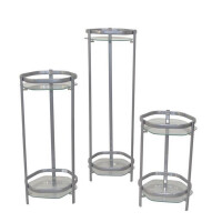 Metall Blumenständer, Alufarben pulverbeschichtet, mit 2 Glasplatten, Höhe: 86 cm 3