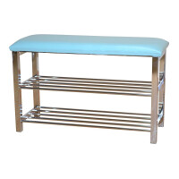 Schuhregal - Sitzbank in Türkis/Chromfarben, 80 cm Breit
