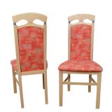 Stuhl 2er-Set Anthony - Esszimmerstühle aus Massivholz Buche Farbe Buche Natur / Terracotta