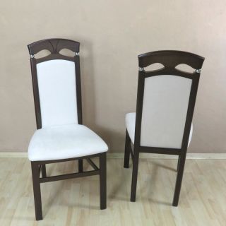 Stuhl 2er-Set Anthony - Esszimmerstühle aus Massivholz Buche Farbe Nuss Dunkel / Creme