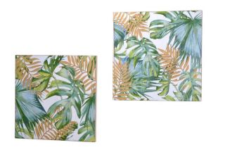 Wanddekoration Blättermotiv im 2er-Set aus Massivholz Tanne