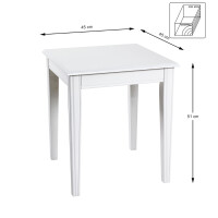 Haku Beistelltisch aus Massivholz, weiß lackiert 45x45
