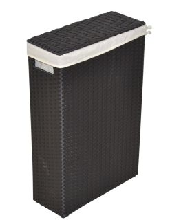 Raumspar -Wäschekorb aus Polyrattan in schwarz