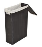Raumspar -Wäschekorb aus Polyrattan in schwarz