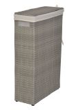 Raumspar -Wäschekorb aus Polyrattan in grau